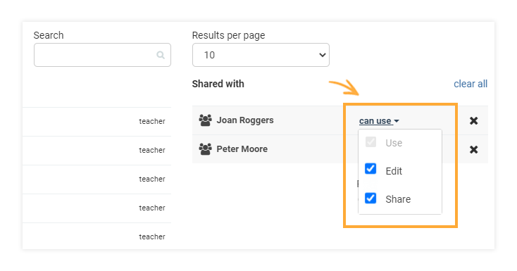 Templates management in the LMS: Sharing Permissions