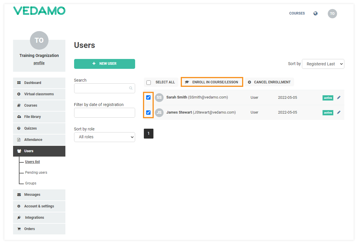 Add participants in your LMS course: Add participants in the course