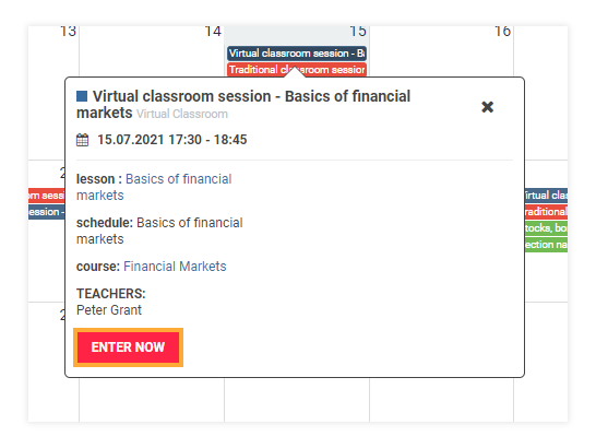 LMS Dashboard LMS Dashboard: Press the Enter button tp access the online session