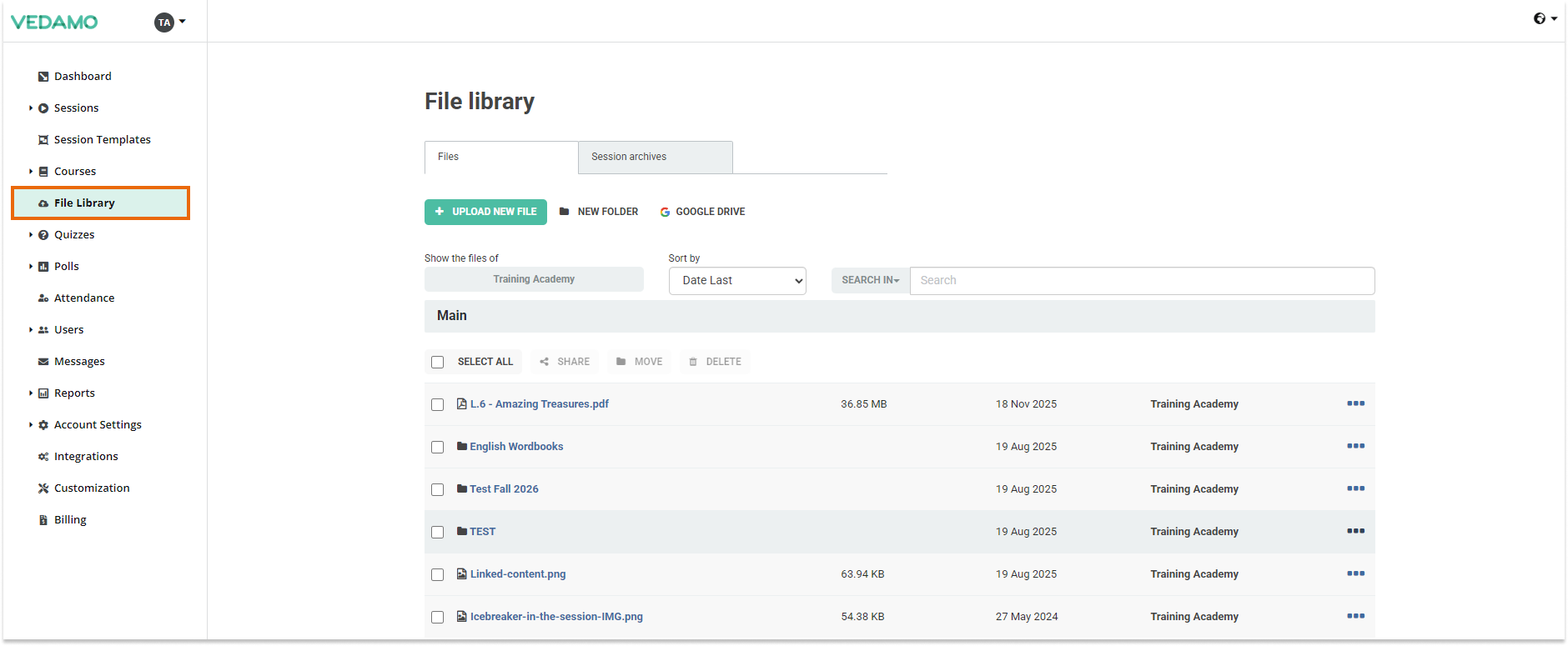 LMS File Library: LMS File library location