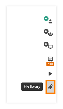 Virtual Classroom File Library: Location of the File Library button in the Virtual classroom