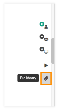 Virtual Classroom File Library: Location of the File Library button in the Virtual classroom