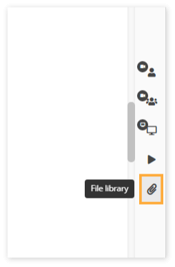 Virtual Classroom File Library: Location of the File Library button in the Virtual classroom