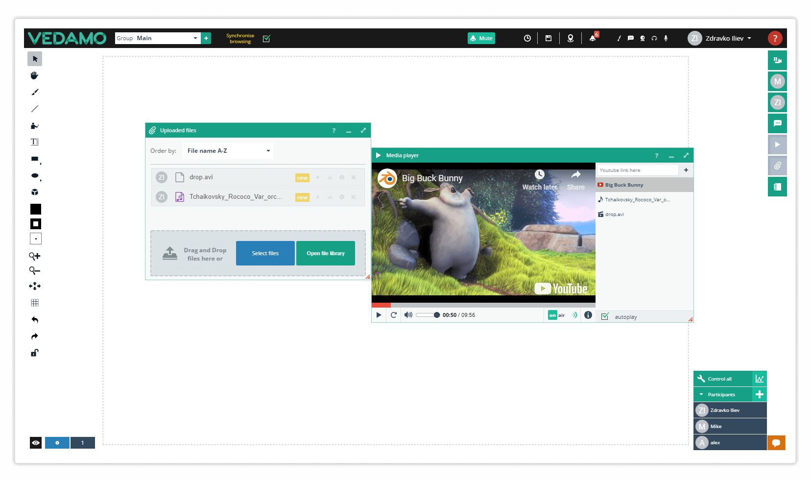 Virtual Classroom media files Drag the uploaded files up and down to re-arrange them accordingly in the media plaeyr