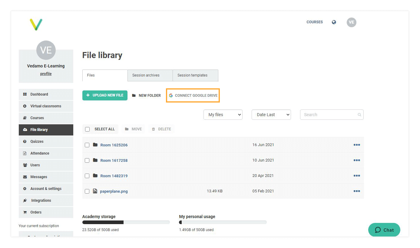 LMS File Library: Google Drive option