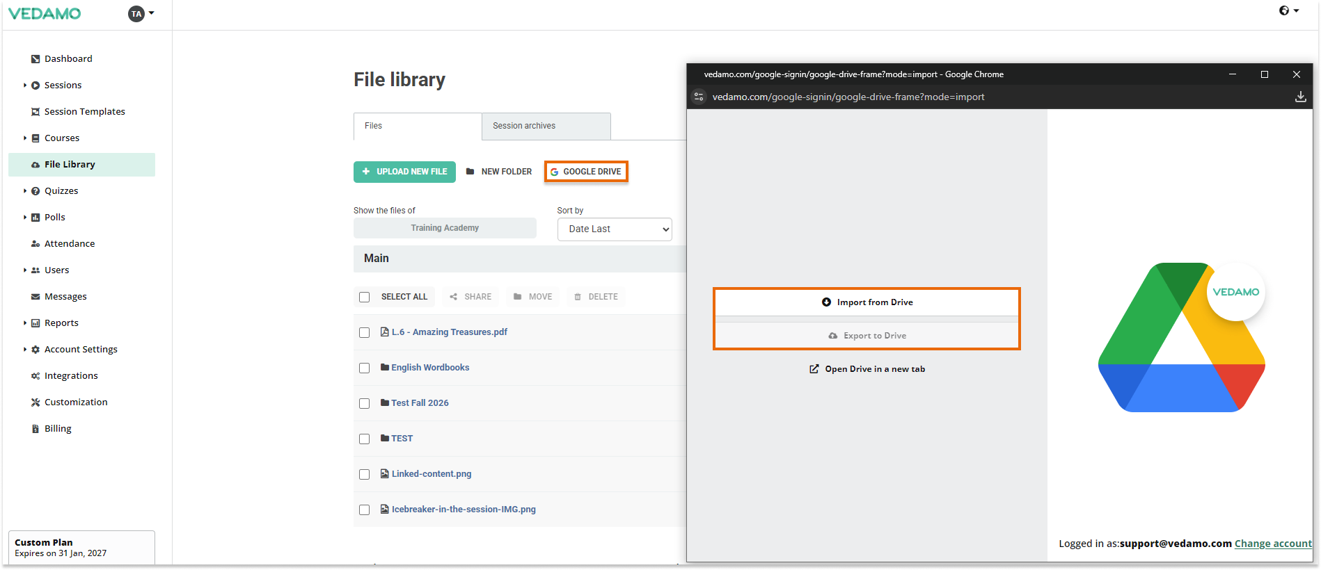 LMS File Library: Google Drive option
