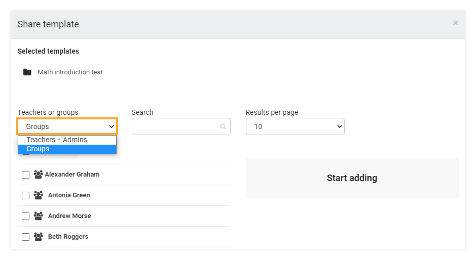 Templates management in the LMS: Share Groups