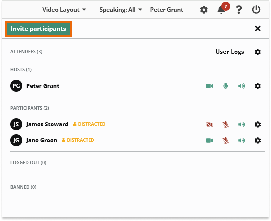 Participant Controls in the Virtual Classroom: Invite Participants Participant Controls in the Virtual Classroom: Invite Participants