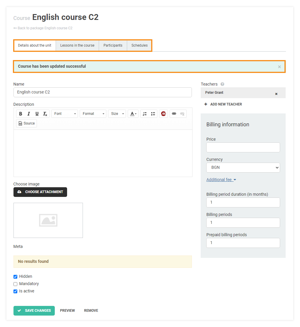 LMS Course Creation and Lesson Preparation LMS Course Creation: Once you've saved all the course's details, move on to the second tab Lessons in the course to continue editing your course