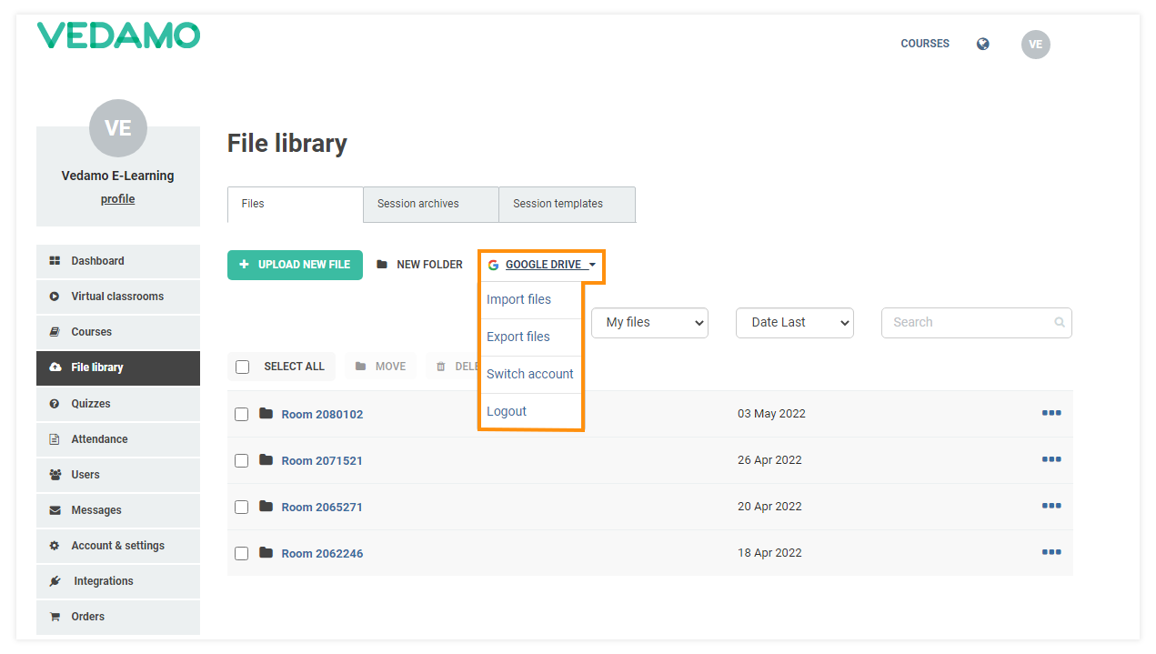LMS File Library: Google Drive option