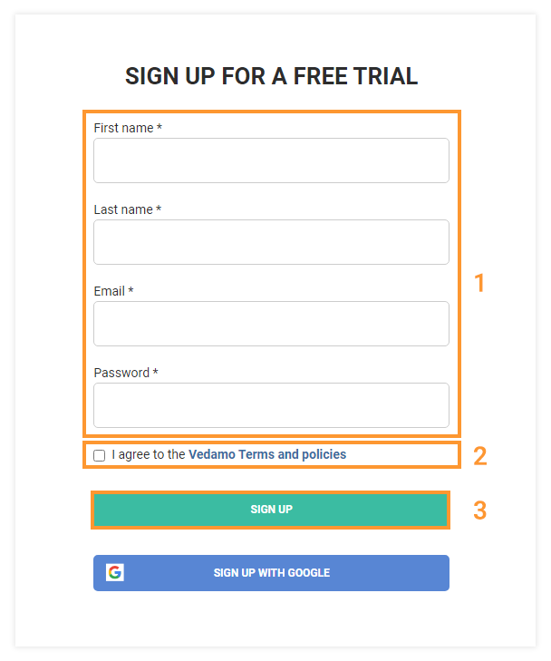 Free LMS Registration - Start for free: Press Sign up to create your Vedamo account