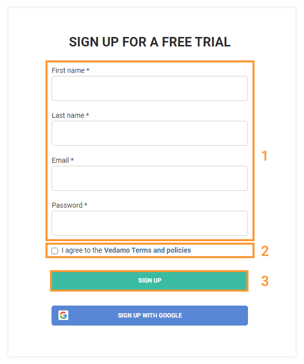 Create your account Free LMS Registration - Start for free: Press Sign up to create your Vedamo account