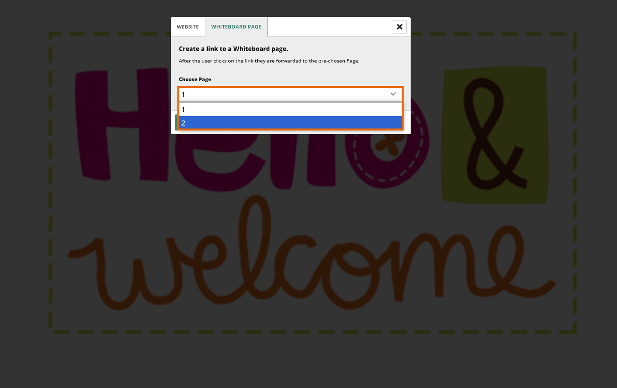 Virtual Classroom Online Whiteboard Tools: Link to a page option