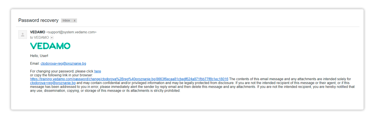 Password recovery Following the link in the email will allow you to reset your password for the LMS login page