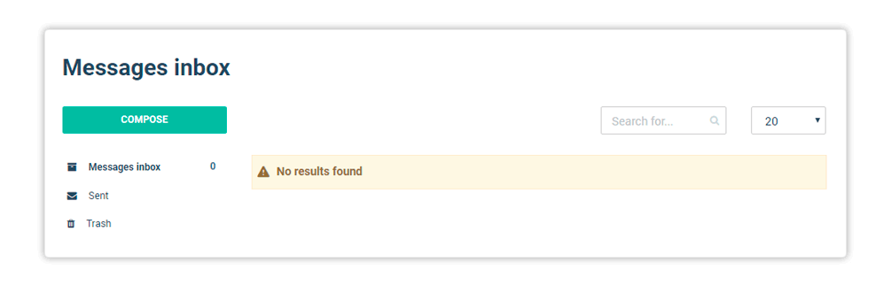 LMS Messaging System Messages inbox empty