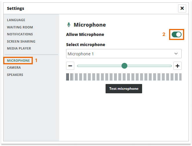 Virtual Classroom Notifications and Permissions: Microphone Settings