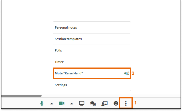 Raise hand / mute button in the Virtual Classroom: The Mute button functionality mutes all sounds in the room