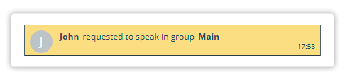 Notifications and Permissions in the Virtual Classroom Notification in the Virtual Classroom when a participant raises hand