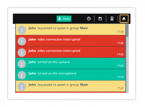 Notifications and Permissions in the Virtual Classroom Notification log in the Virtual Classroom