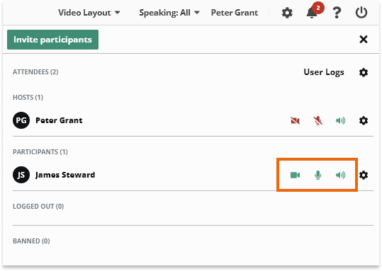 Participant Controls in the Virtual Classroom: Control All Participants Menu Participant Controls in the Virtual Classroom: Control All Participants Menu
