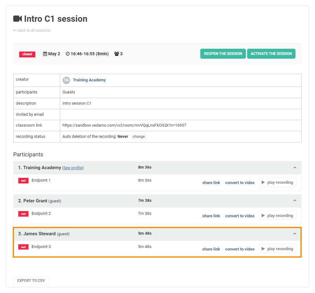 Interactive Recordings: Use the Convert to Video functionality to convert your recording of the lesson and download it on your device