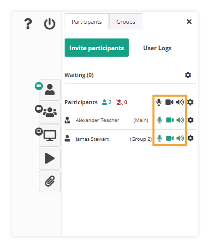 Quick All Participants' Settings Quick Participants' Settings