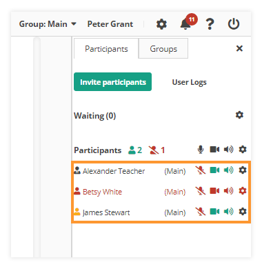 Participant Controls in the Virtual Classroom: Participants List