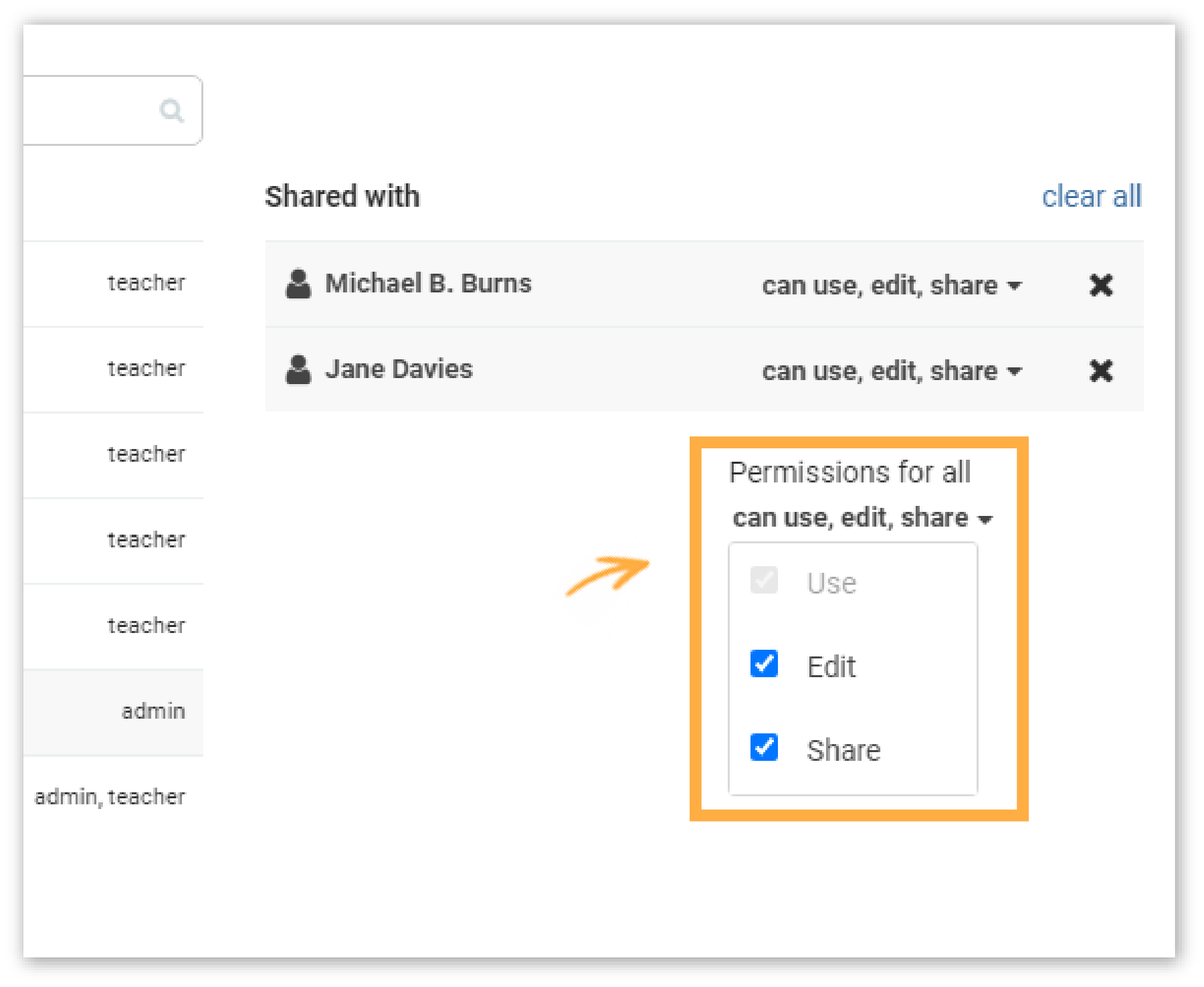 Virtual Classroom Templates: Permissions for All option