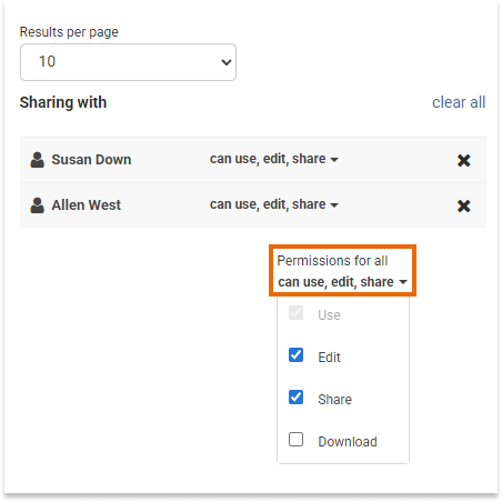 Templates management in the LMS: Permissions for All option