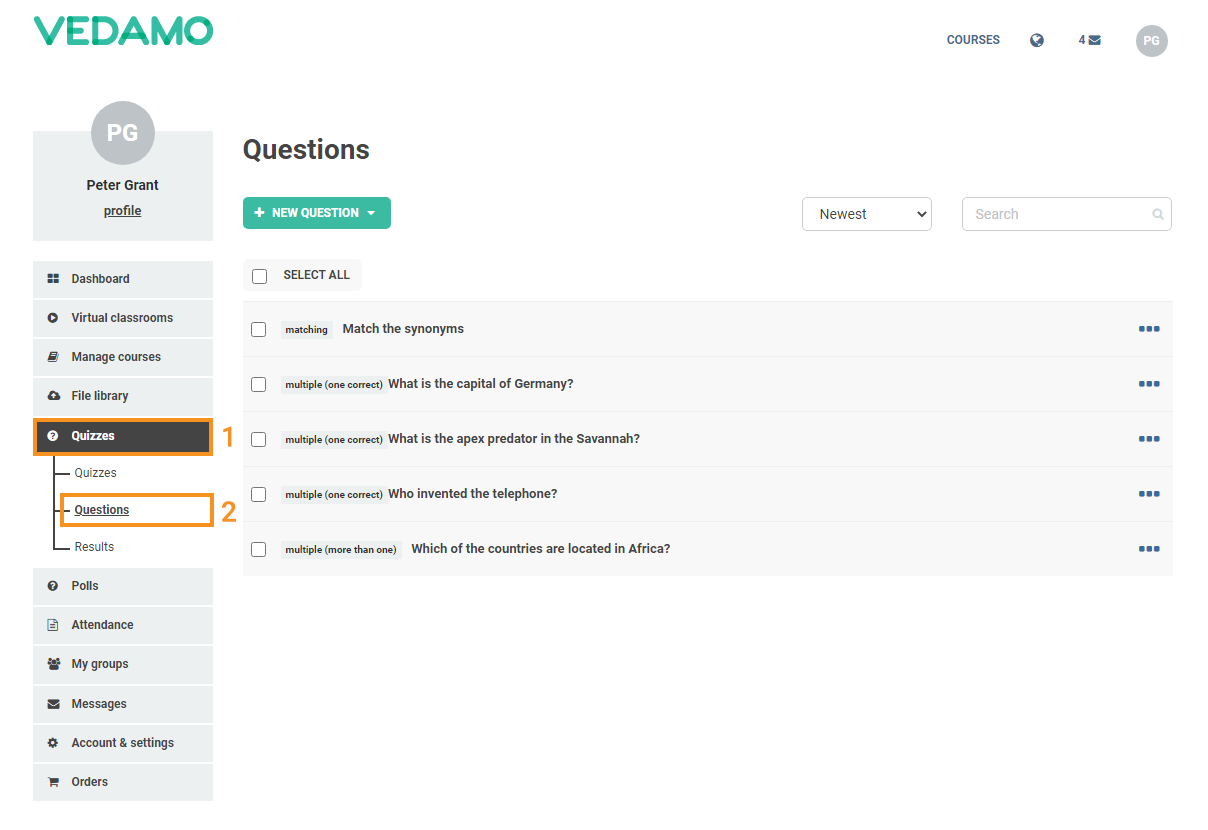 LMS Quizzes - Creation and Settings: Type of questions in quizzes