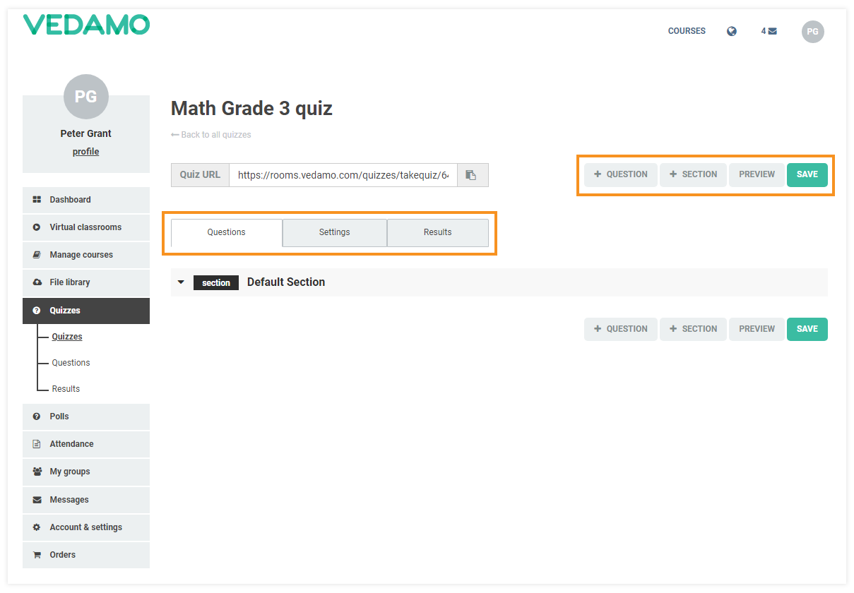 LMS Quizzes - Creation and Settings: You can use the quiz URL to share the quiz with your students