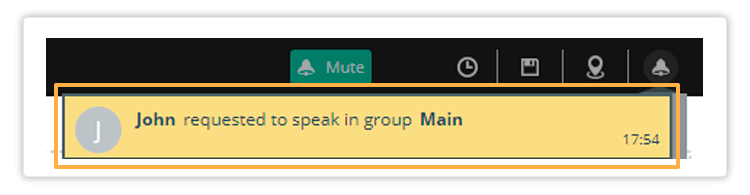 Virtual Classroom Notifications Log Raise hand notification in the room