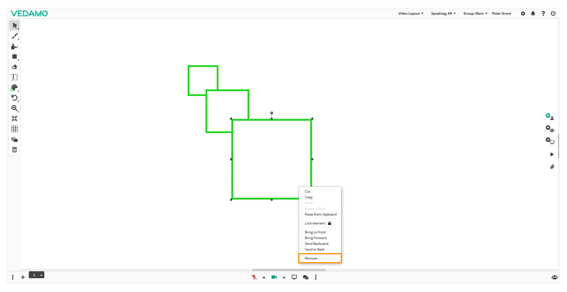 Virtual Classroom Online Whiteboard Tools: Remove objects from the whiteboard