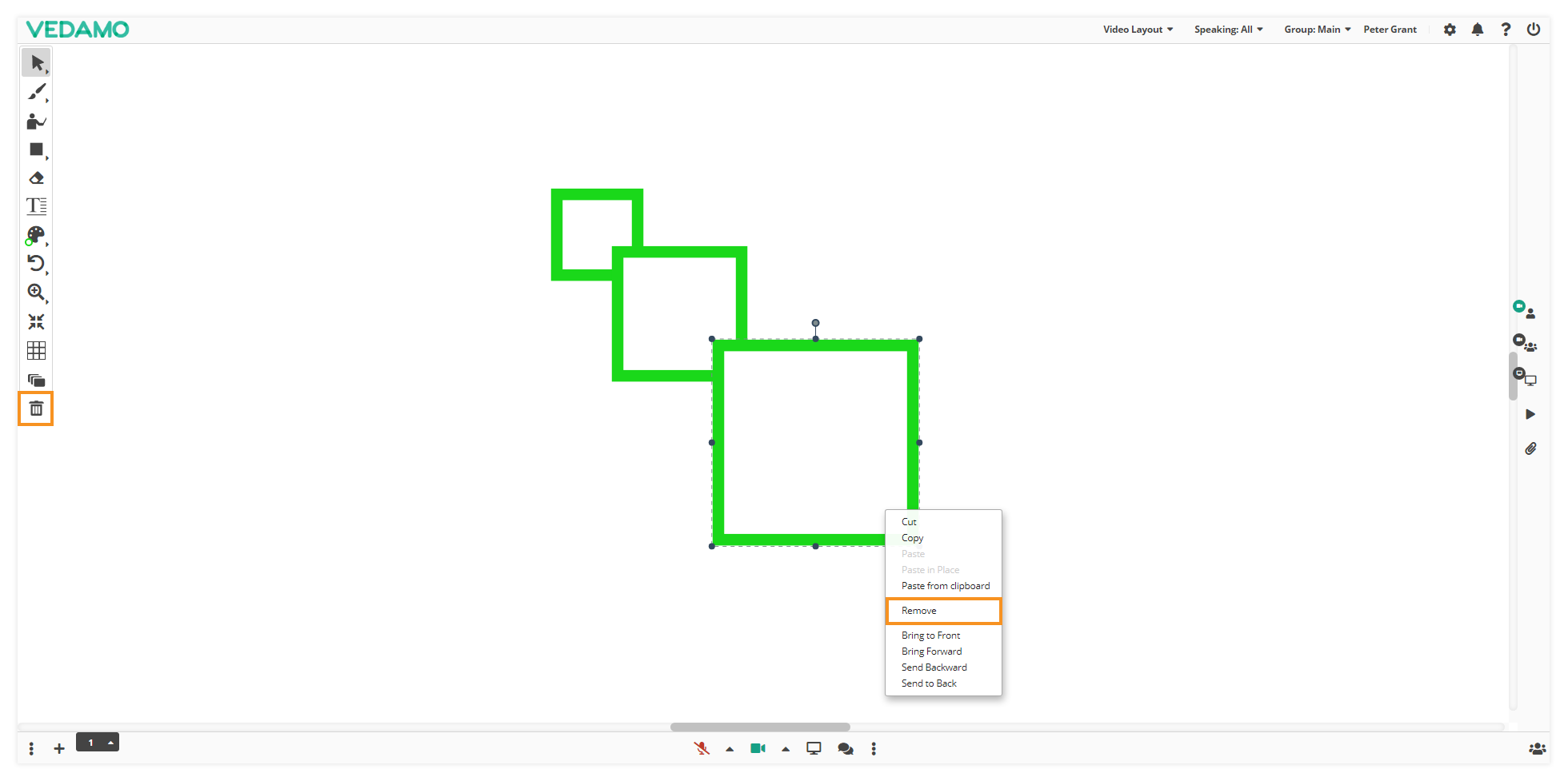 Virtual Classroom Online Whiteboard Tools: Remove objects from the whiteboard