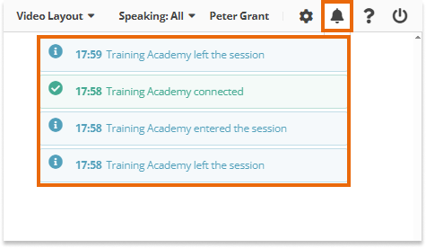 Virtual Classroom Notifications and Permissions: Notification log in the Virtual Classroom