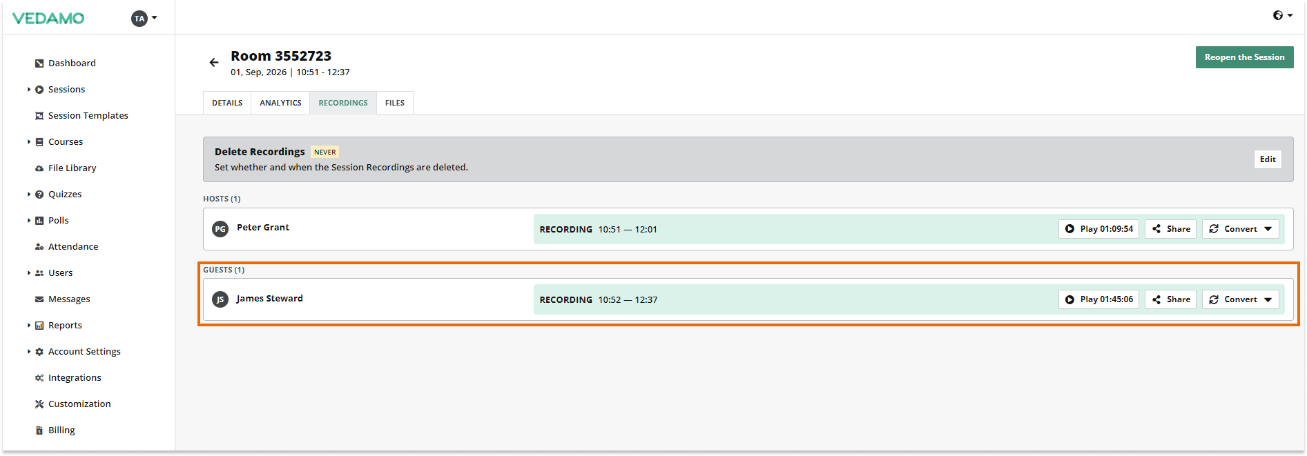 Interactive Recordings: Use the Convert to Video functionality to convert your recording of the lesson and download it on your device