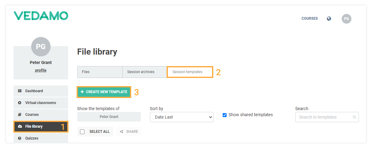 Templates management in the LMS: Templates menu location