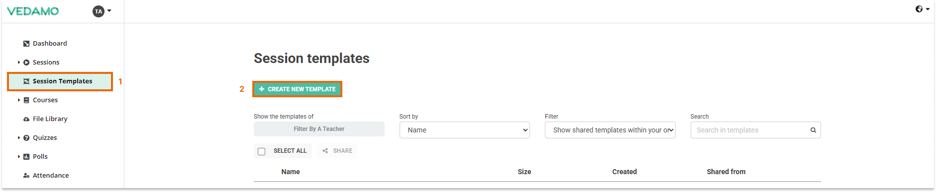 Templates management in the LMS: Templates menu location