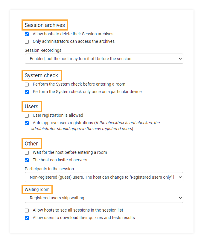 Account and Settings - General Information: Additional settings in the LMS