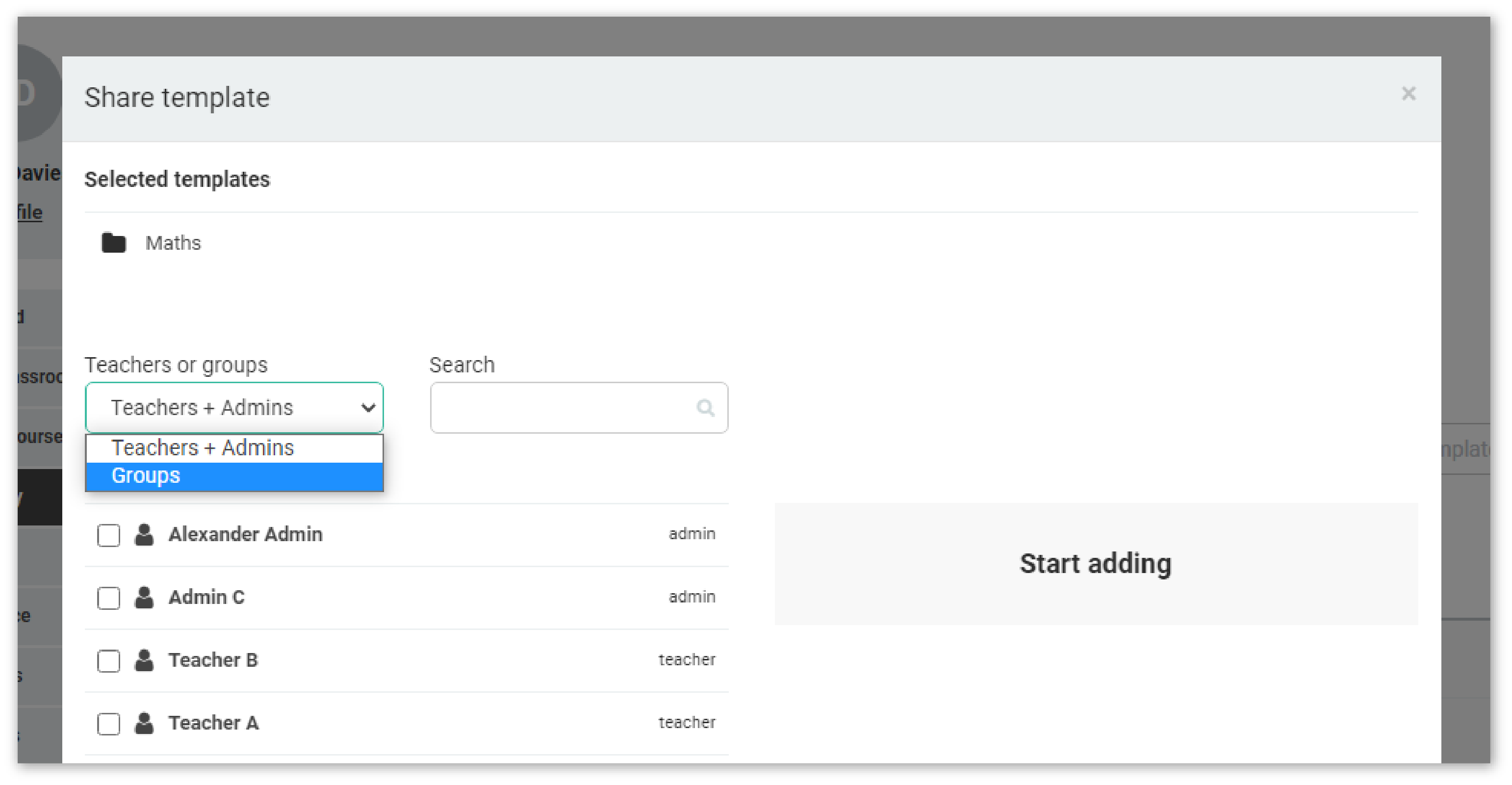 Virtual Classroom Templates: Share Groups