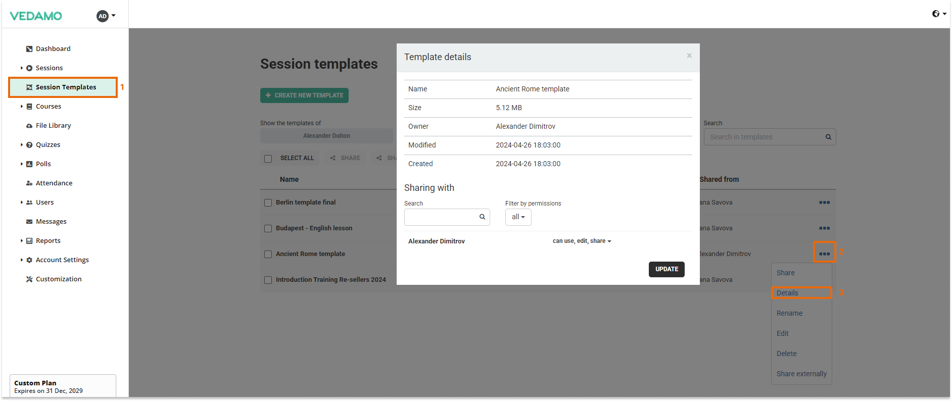 Virtual Classroom Templates: Template details Virtual Classroom Templates: Template details