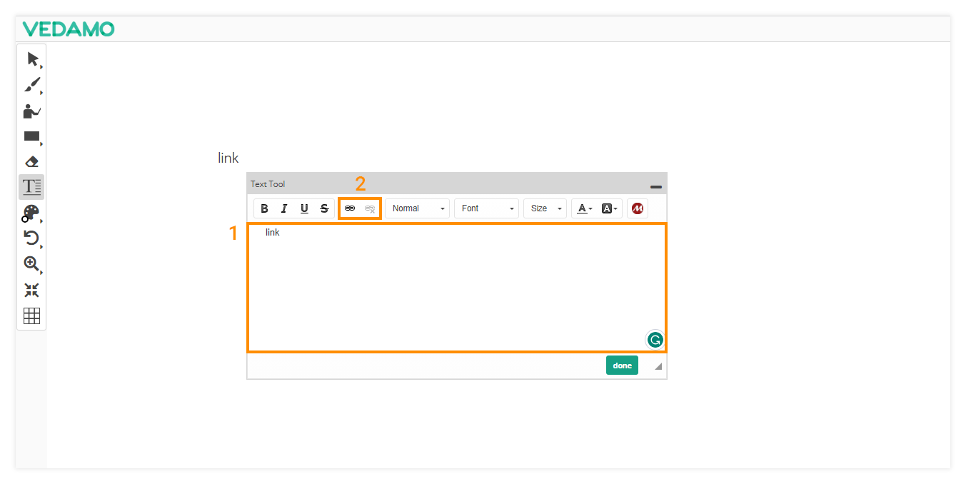 Virtual Classroom Online Whiteboard Tools: Link option button