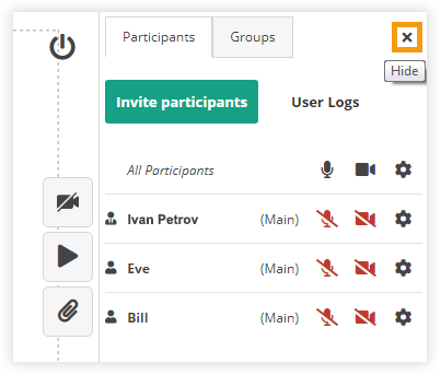 Participant Controls in the Virtual Classroom: Hide or show Participant list Participant Controls in the Virtual Classroom: Hide or show Participant list
