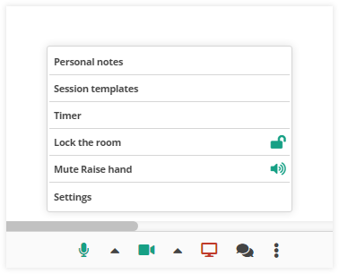 Virtual Classroom Functional Windows: The Functional Tabs in the virtual classroom located at the bottom of the screen