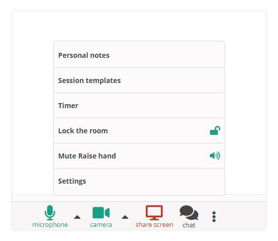Virtual Classroom Functional Windows: The Functional Tabs in the virtual classroom located at the bottom of the screen