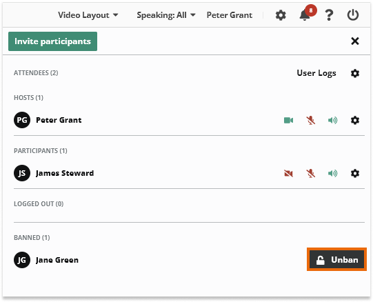 Participant Controls in the Virtual Classroom: Unban Participant Participant Controls in the Virtual Classroom: Unban Participant