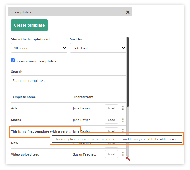 Virtual Classroom Templates: Example of a template with a long title