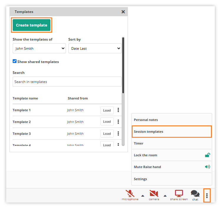 Virtual Classroom Templates: Create a template