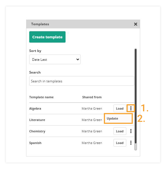 Virtual Classroom Templates: Update button Virtual Classroom Templates: Update button