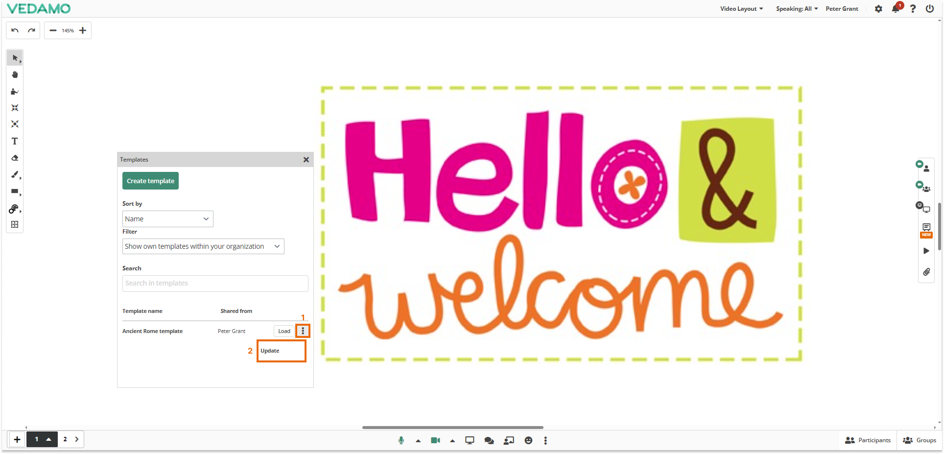 Virtual Classroom Templates: When all the changes have been done, just click on the "Update" button to save the changes.